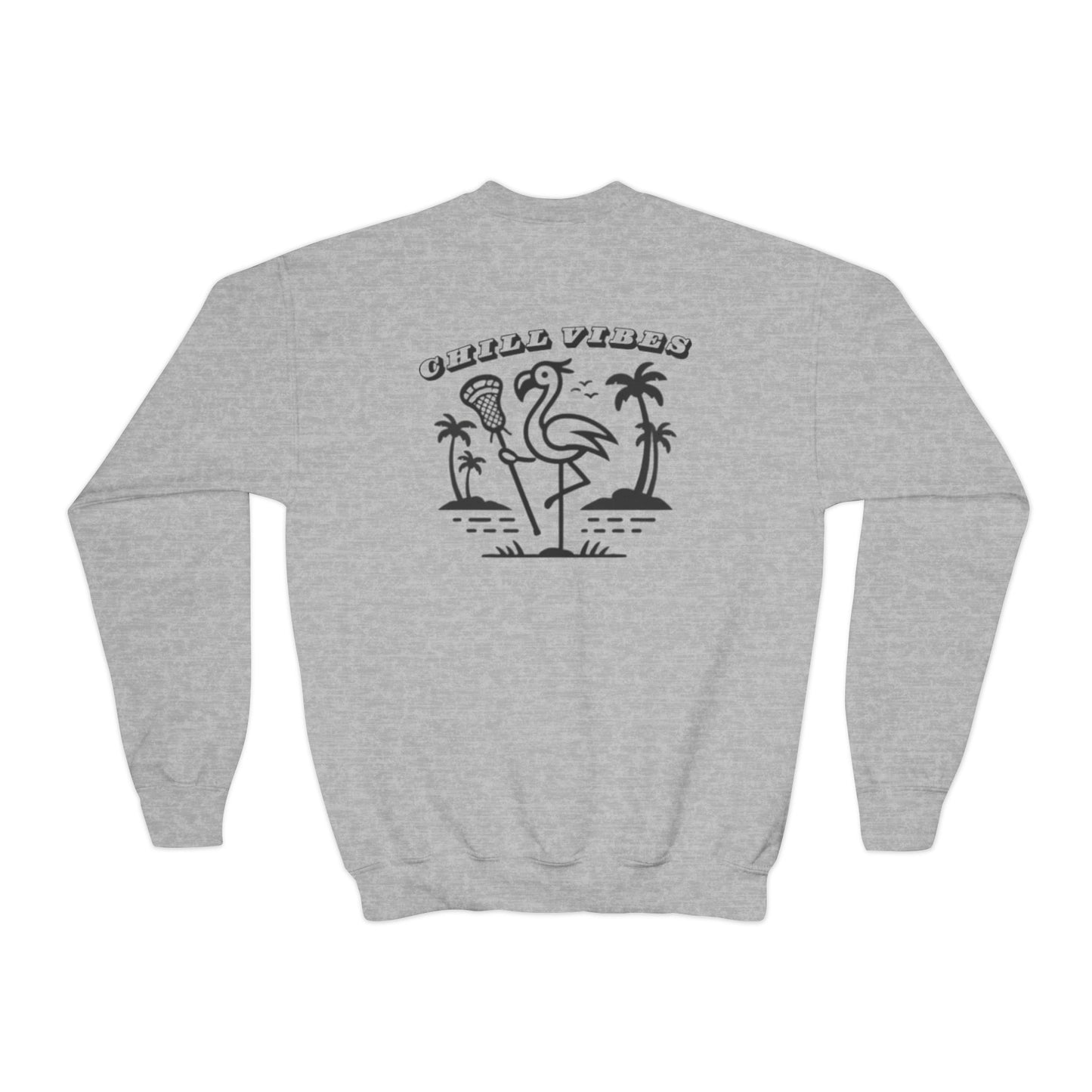 Youth Sweatshirt Crewneck - Chill Vibes Flamingo Design