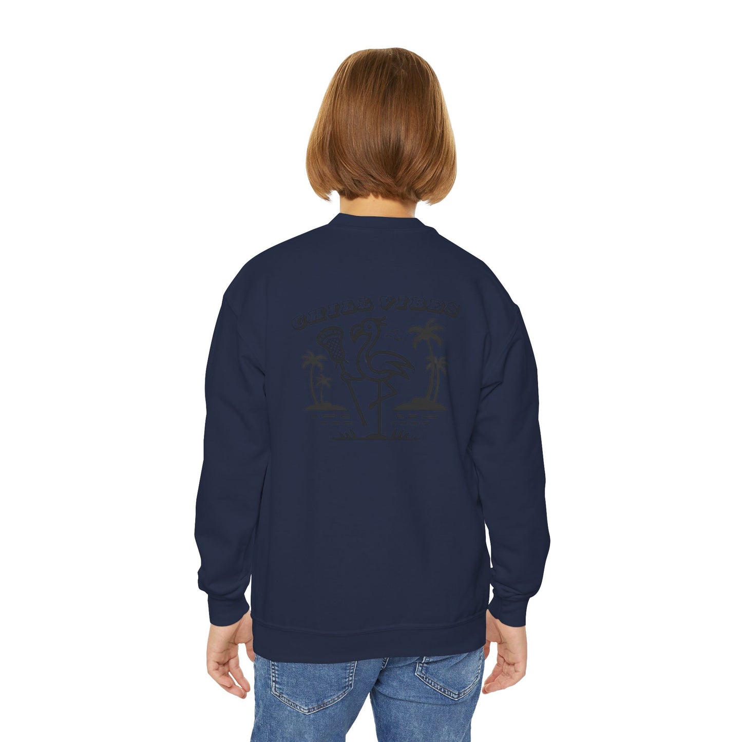 Youth Sweatshirt Crewneck - Chill Vibes Flamingo Design