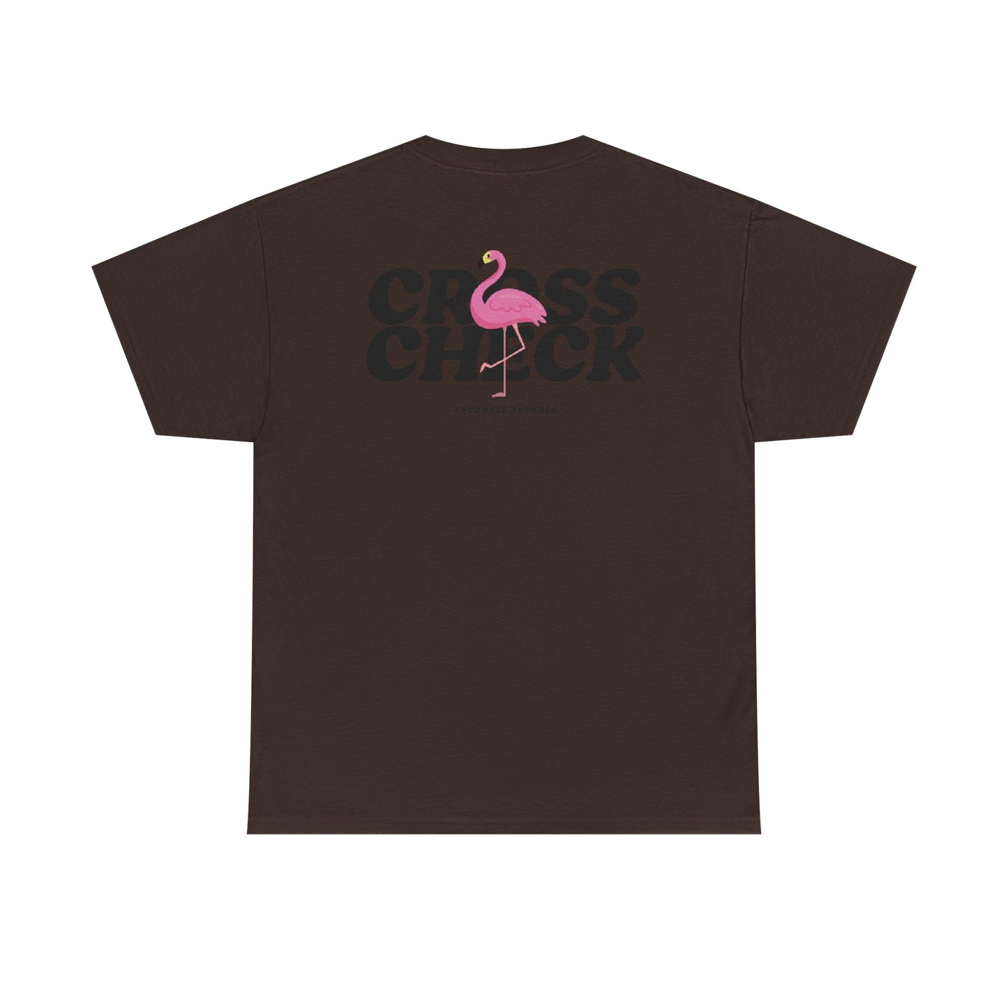 Unisex Heavy Cotton Tee - Cross Check Lacrosse Flamingo Design