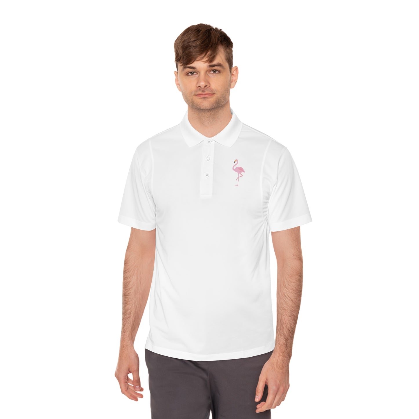 Adult Flamingo-Embroidered Men's Sport Polo Shirt - Perfect for Casual Outings & Summer Activities