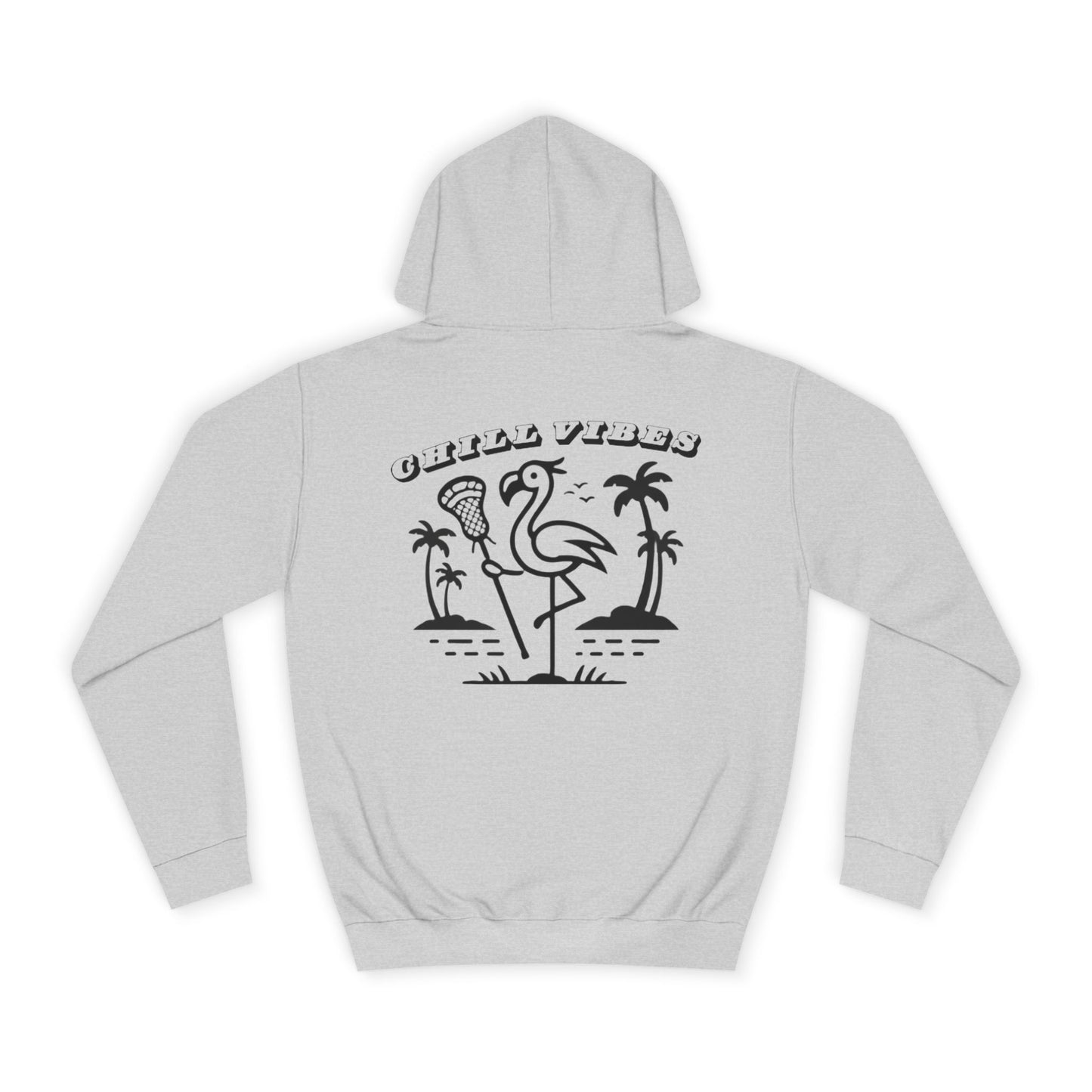 Chill Vibes College Hoodie with Flamingo Design Adult Unisex Sweatshirt