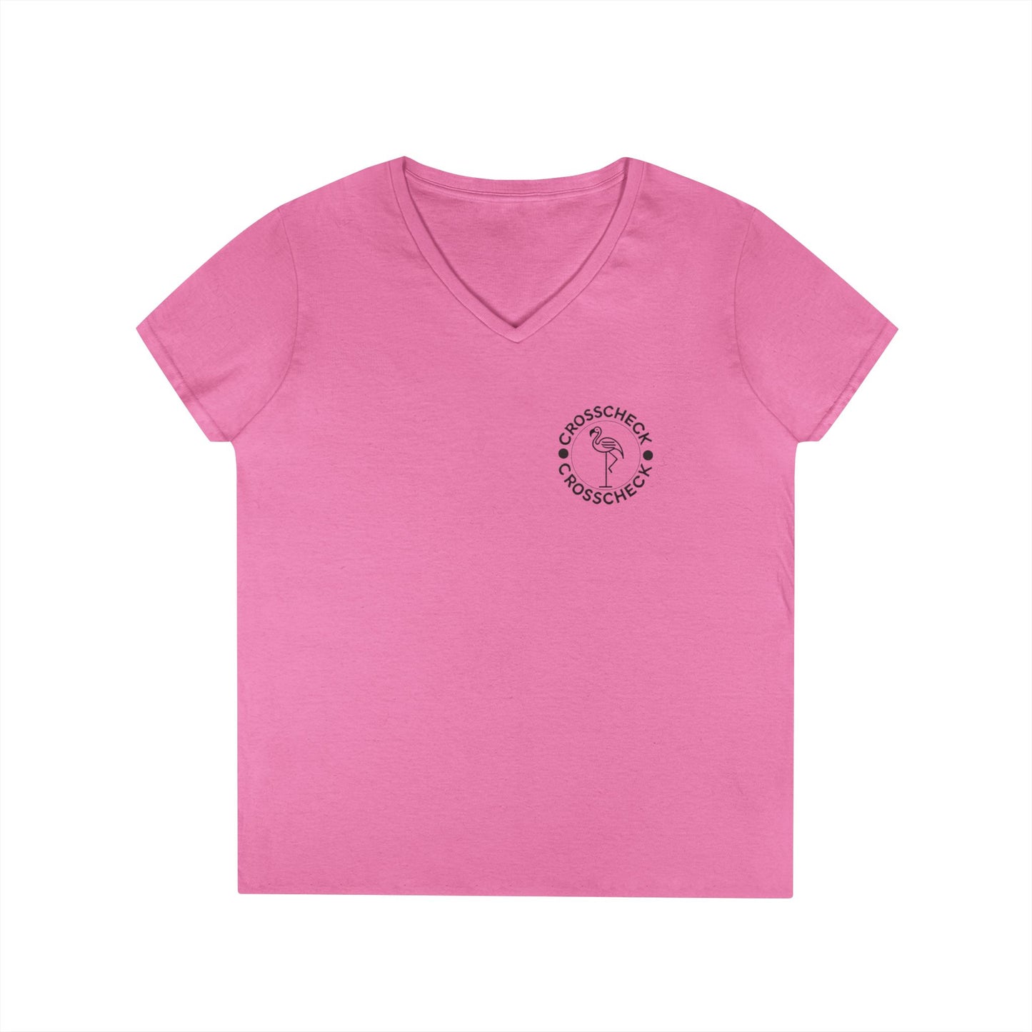 Chill Vibes Ladies' V-Neck T-Shirt with Flamingo Design