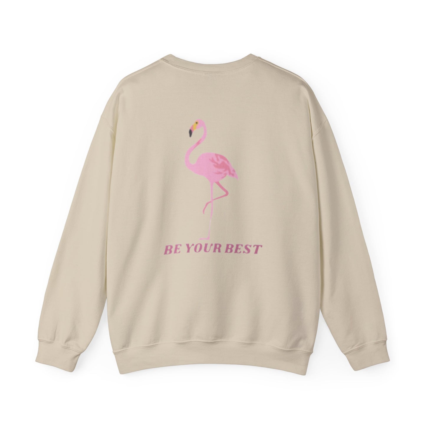 Unisex Flamingo Crewneck - 'Be Your Best' Design - Adult Unisex Sweatshirt