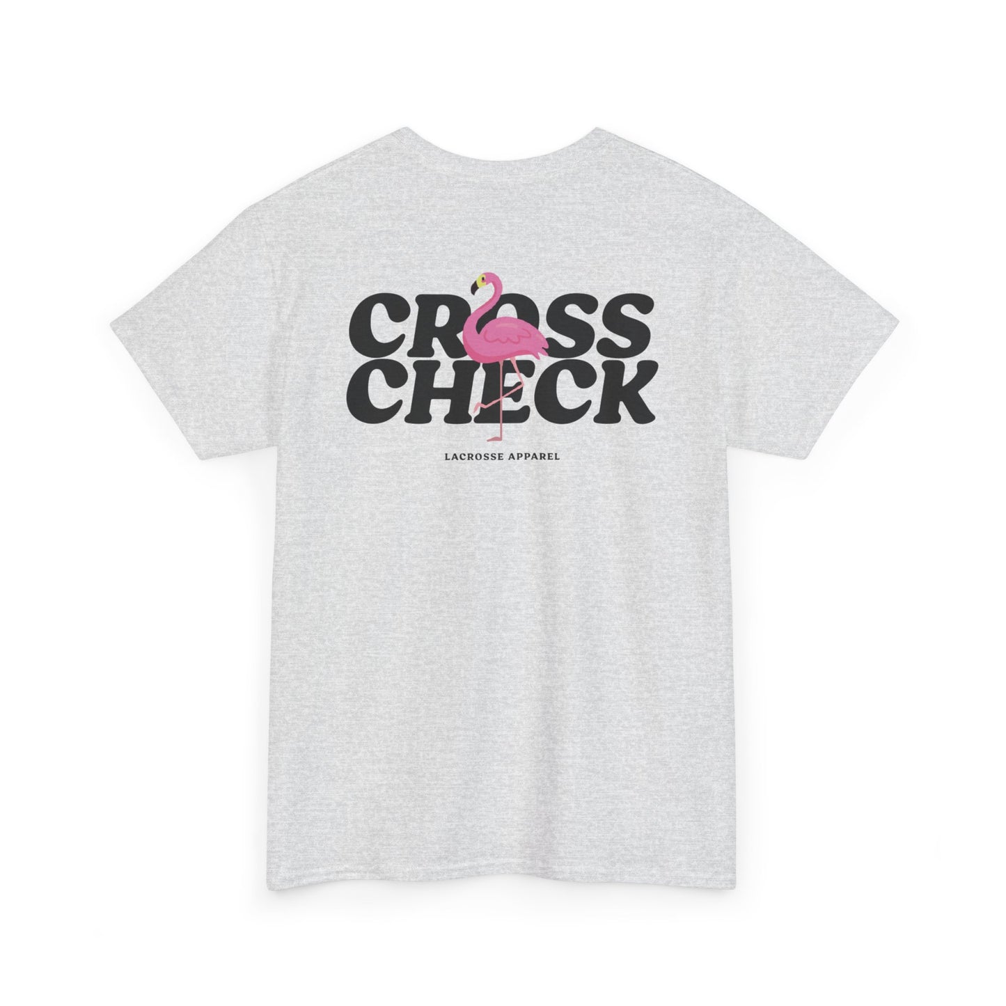 Unisex Heavy Cotton Tee - Cross Check Lacrosse Flamingo Design