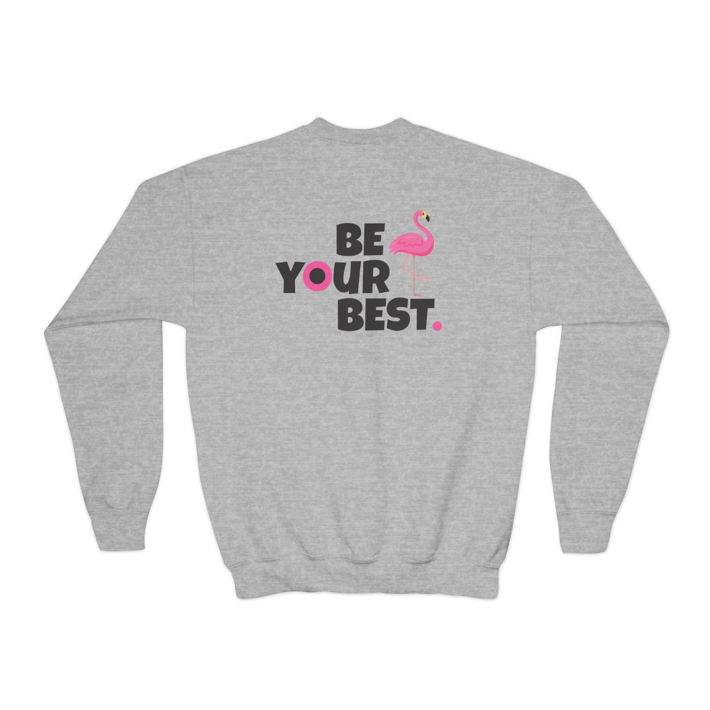 Crewneck Youth Sweatshirt - Be Your Best with Flamingo Design