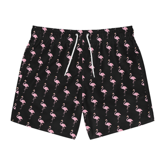 Adult Mens Swim Trunks Flamingo Pattern - Perfect for Summer Beach Days