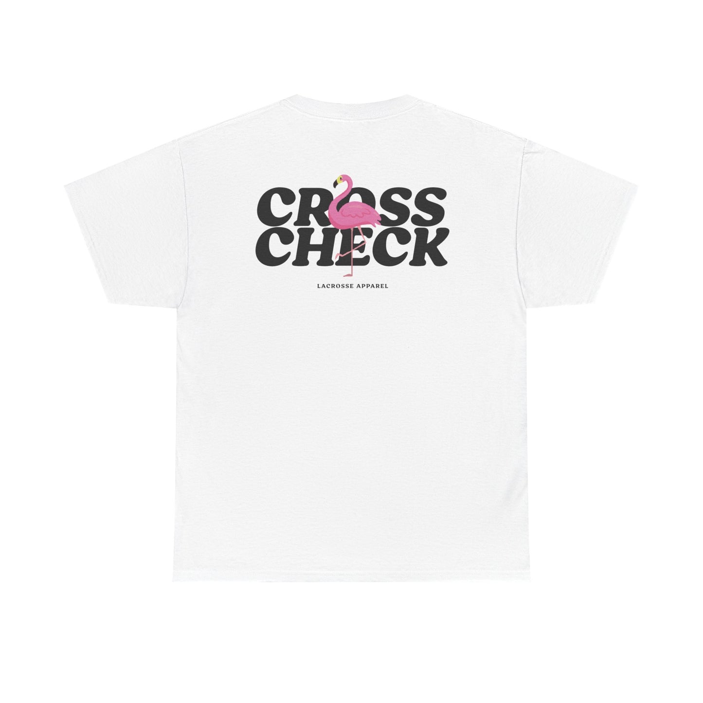Unisex Heavy Cotton Tee - Cross Check Lacrosse Flamingo Design