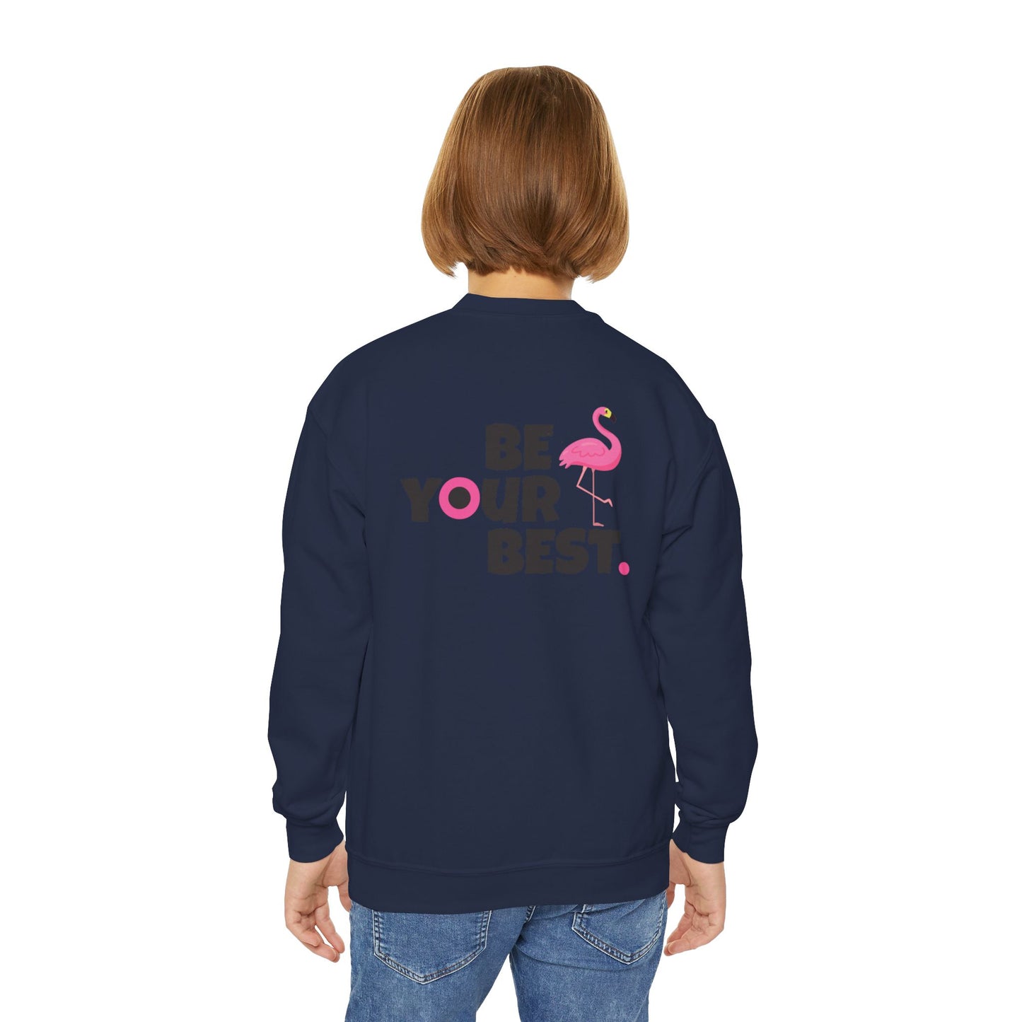 Youth Sweatshirt Crewneck- "Be Your Best" Flamingo Design