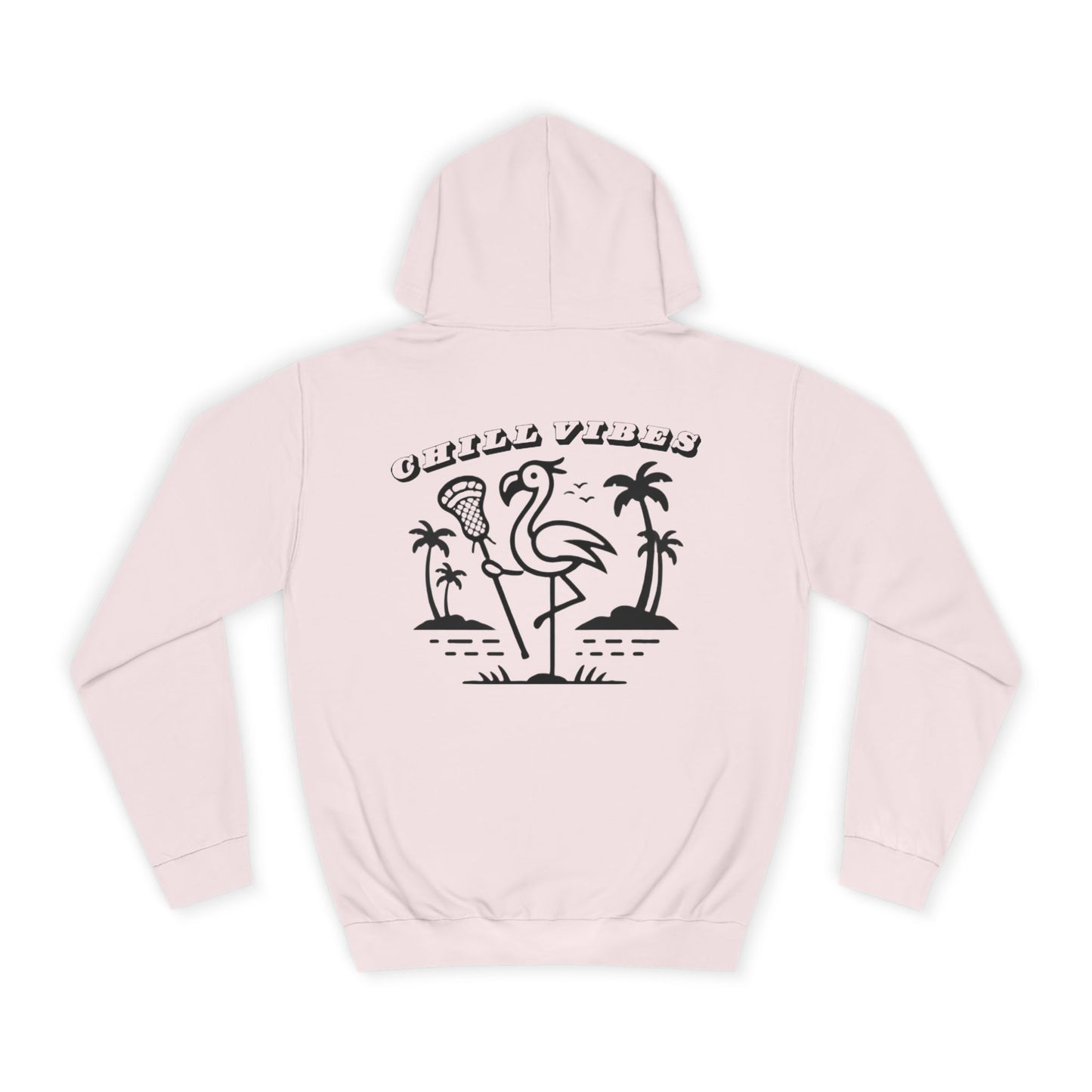 Chill Vibes College Hoodie with Flamingo Design Adult Unisex Sweatshirt