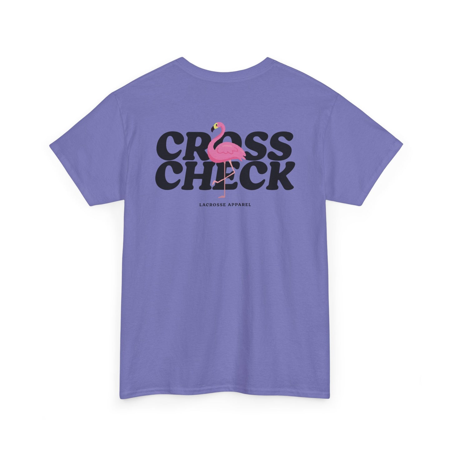 Unisex Heavy Cotton Tee - Cross Check Lacrosse Flamingo Design